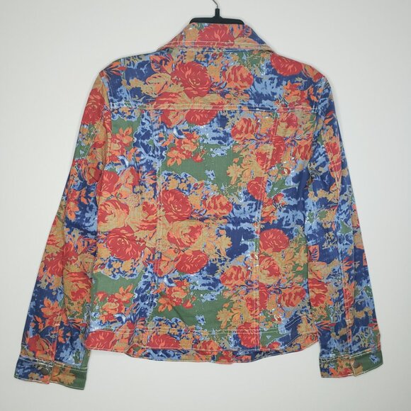 NWOT LAL Live a Little Lightweight Floral Jean Denim Jacket Snap Closure Size M - Picture 12 of 13